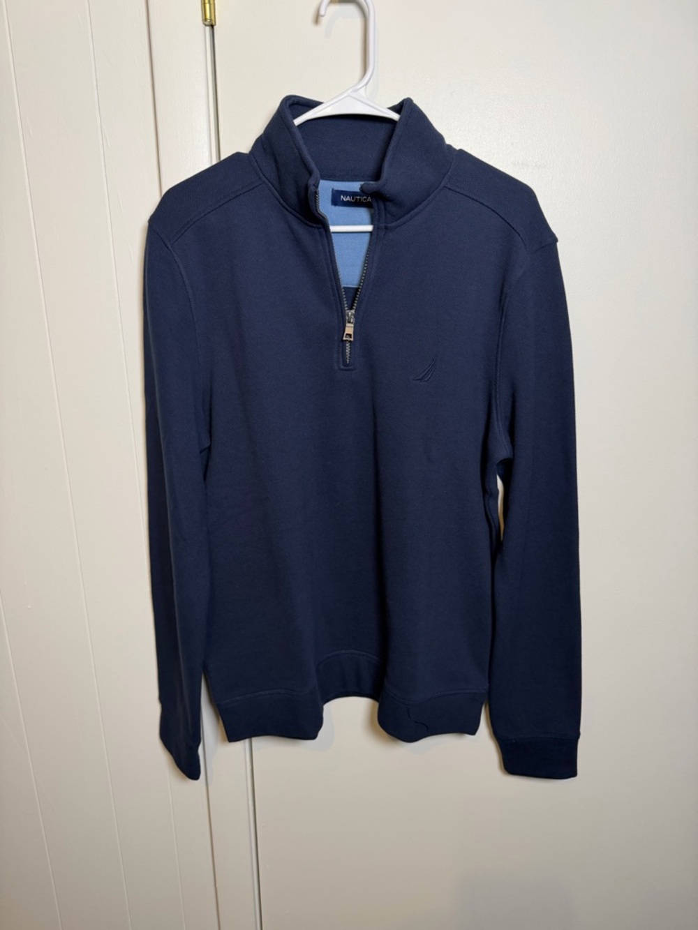 Nautica Pique Fleece Quarter‑Zip | Men’s Medium | Navy | NWT